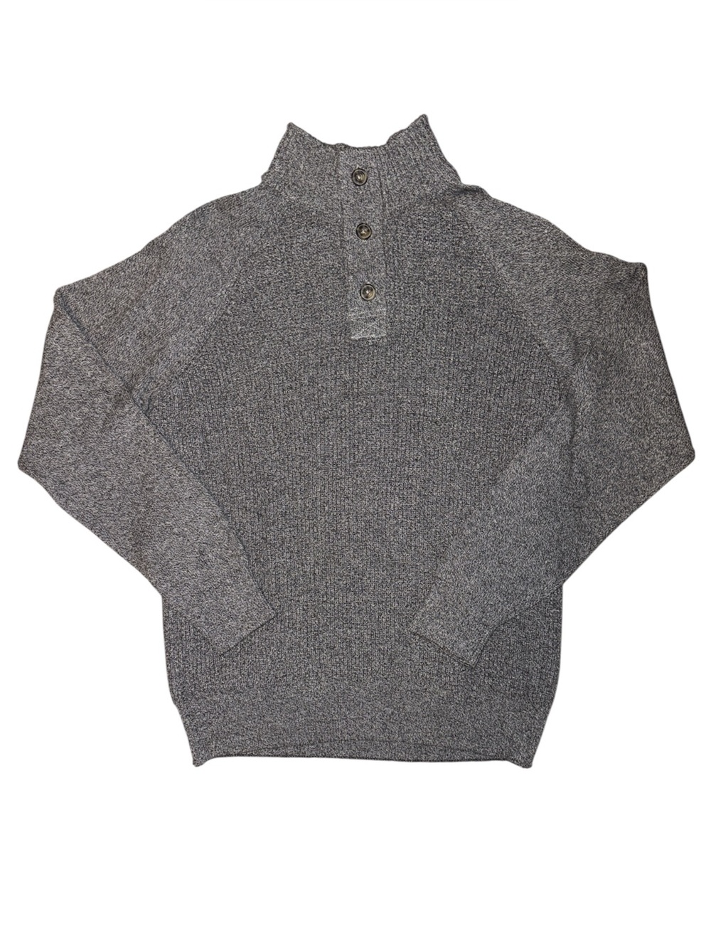 Weatherproof Vintage men's charcoal gray mock neck button sweater.